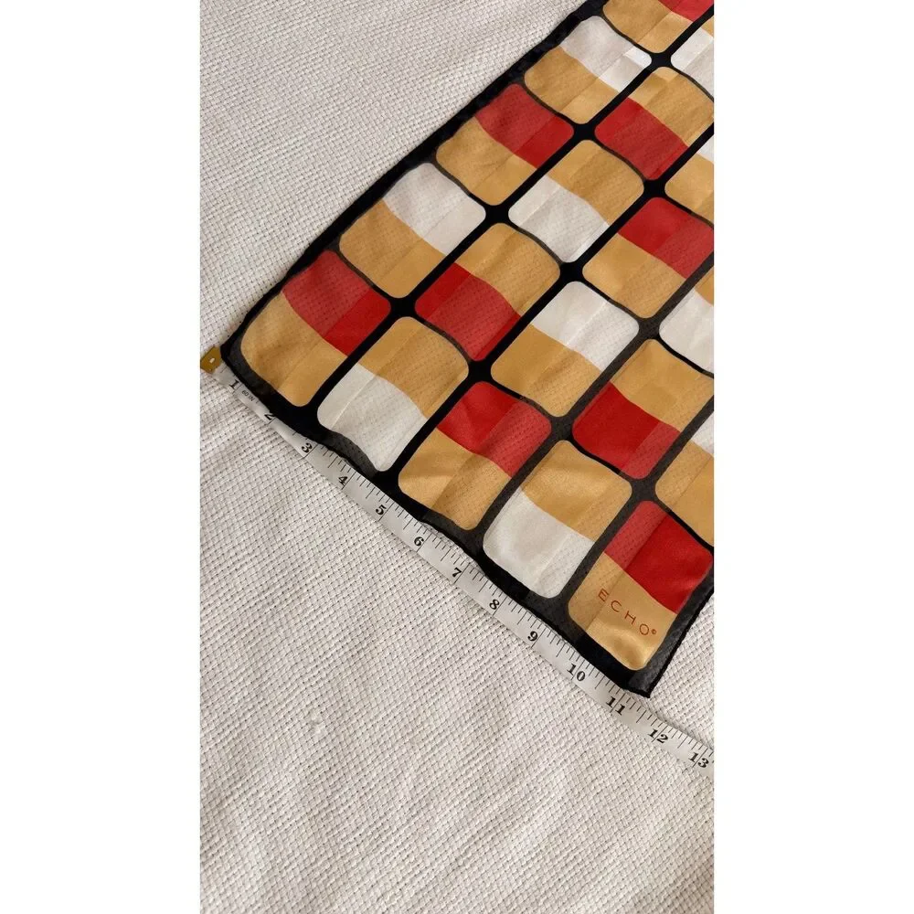 Echo Geometric Pattern Silk Scarf Purse Accessory Vintage Y2K